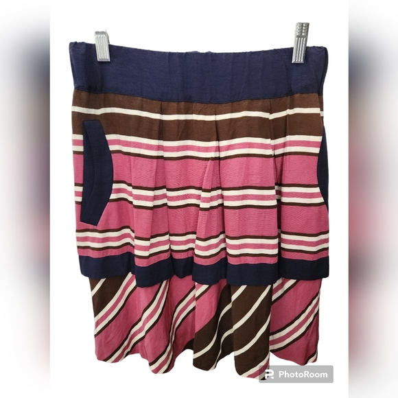 Maeve Dresses & Skirts - Anthropologie Maeve Navy Pink Layered Pockets Ellery Midi Skirt Size 4.